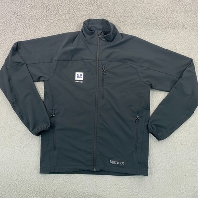 Marmot Mens Medium Tempo Jacket Soft Shell Black Sumo Logic Logo