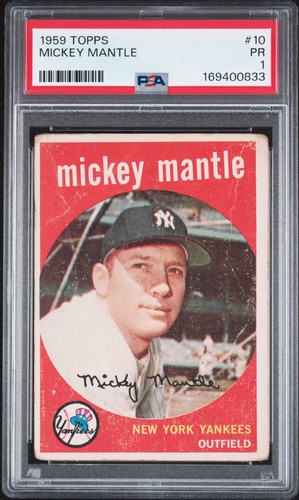 1959 TOPPS #10 MICKEY MANTLE PSA 1