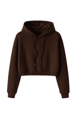 Women s Cropped Pullover Hoodie Sweatshirt Long Sleeve Drawstring Hood