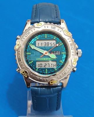 time force uhr miyota t240 ana-dig chronograph alarm dial pfau