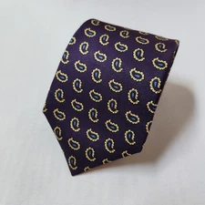 DANIEL CREMIEUX Mens Tie Rich Purple Paisley Repp 100% Silk Made in USA ECU