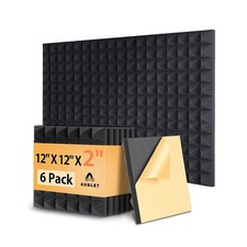 6 Pack Sound Proof Foam Panels for Walls 2" X 12" X 12" Pyramid Acoustic Foam...