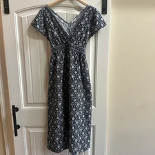 Max Studio Maxie Dress Back Cut Out Blue White Boho Cruise Beach  M