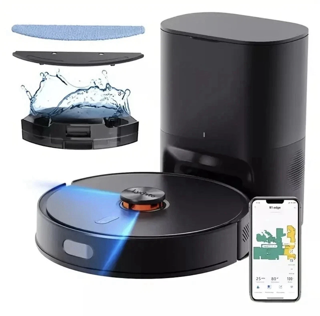 Lydsto R1 EDGE Robot Vacuum Mop, 5000Pa Suction, Self-Empty, WiFi, APP Control