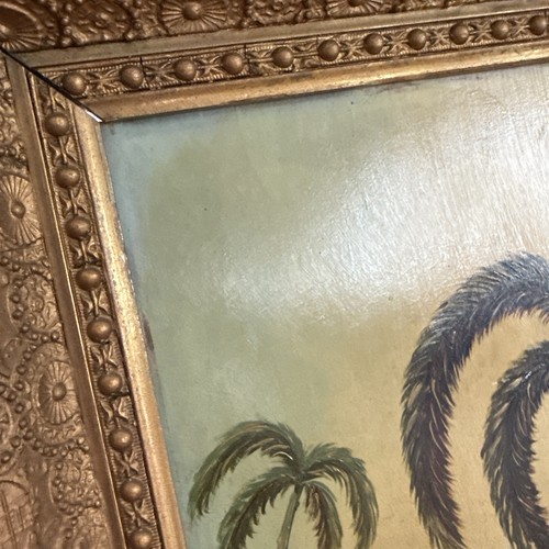Pintura de palmera de arte tropical sin firmar en marco de madera 17 x 10 - Imagen 11 de 24