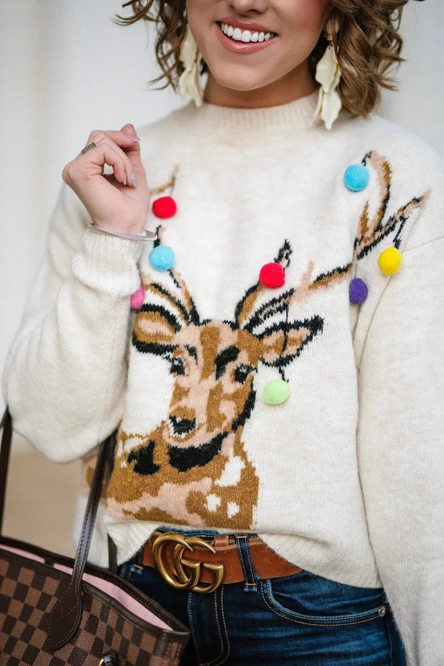 TOPSHOP Avena Pom Pom Reno Navidad Jersey Talla 10 Foto 3 de 4