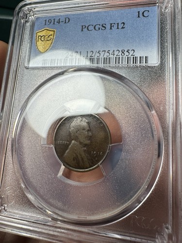 1914-D Lincoln Cent PCGS F12 BN (Key Date) True View Gold Shield - Picture 2 of 3