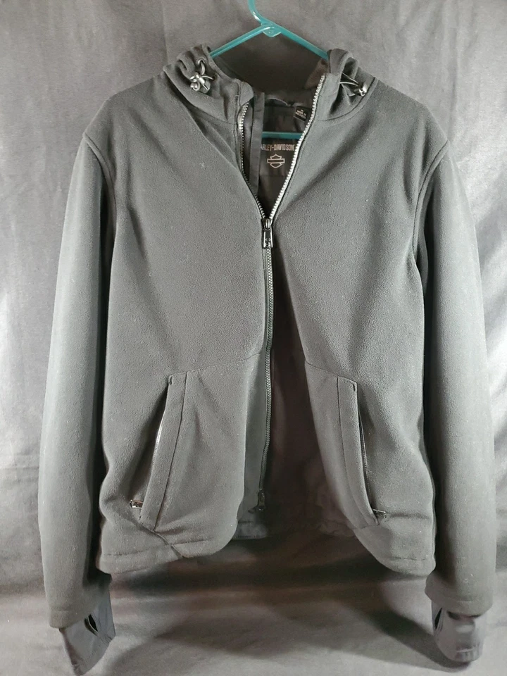 Chaqueta Harley Davidson para mujer con cremallera completa XL negra con agujeros para el pulgar aislados HD ** Foto 4 de 4