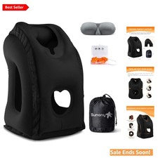 Ultimate Inflatable Neck Pillow Set for Travel with Eye Mask Earplugs