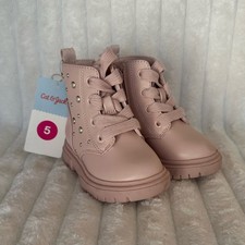 Cat  Jack Blush Pink Studded Combat Boots Girls Size 5 NWT