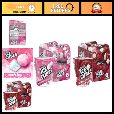 Sugar-Free Chewing Gum - Bubble Breeze & Cinnamon Flavor, 6 Bottles, 40 Pieces