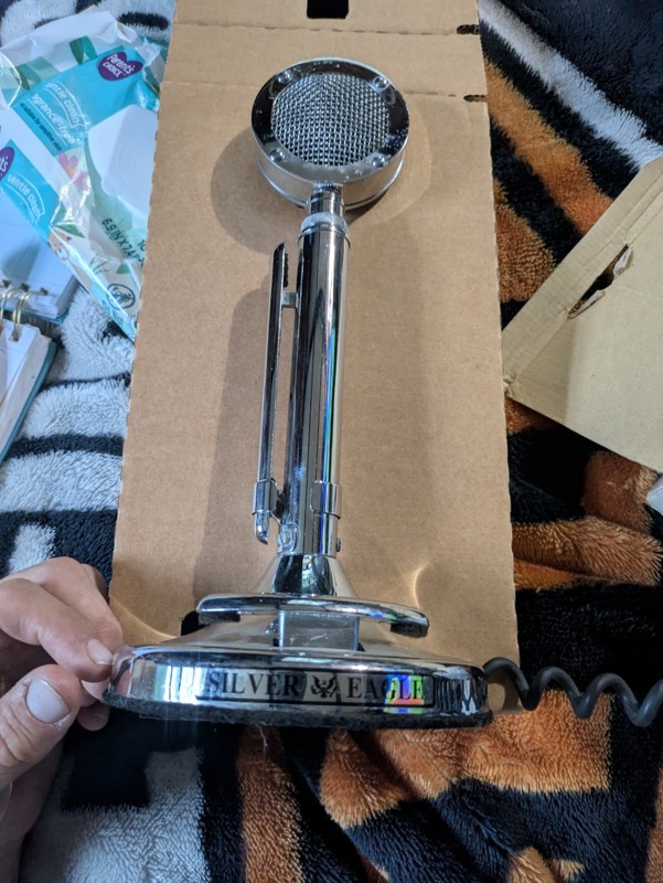 Astatic Vintage Silver Eagle TUP9D104SE Base Mic. With Paperwork And Box.