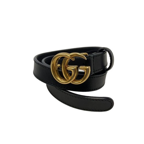 Used GUCCI◆Belt/Leather/BLK/Plain/Ladies/409417//
