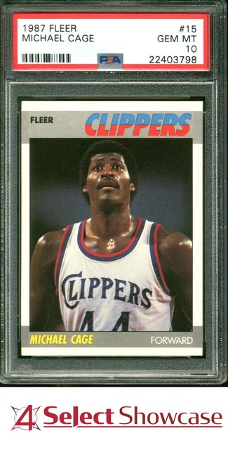 1987 Fleer #15 Michael Cage RC Clippers PSA 10 SET BREAK