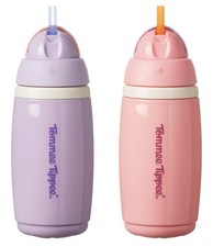 Tommee Tippee Insulated Active Straw Cup 266ml 2 Pack | Pink & Purple | 12m+