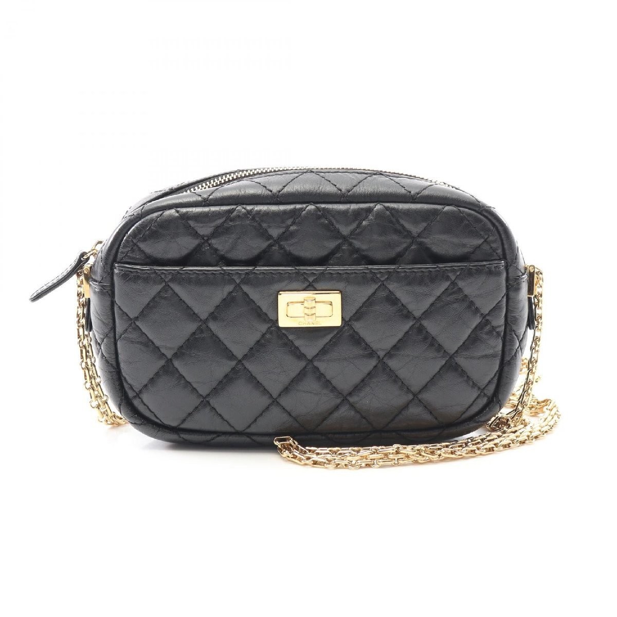 CHANEL 2.55 Chevron V Stitch Calf Leather Camera Shoulder Bag