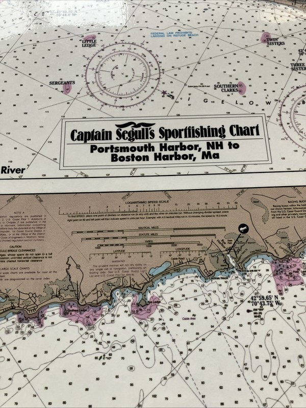 Captain Segulls Sport Fishing Chart.  Portsmouth Harbor. To Boston Mass