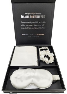 Blissy 100% Mulberry Silk Dream Pillowcase & Sleeping Mask Set STANDARD White