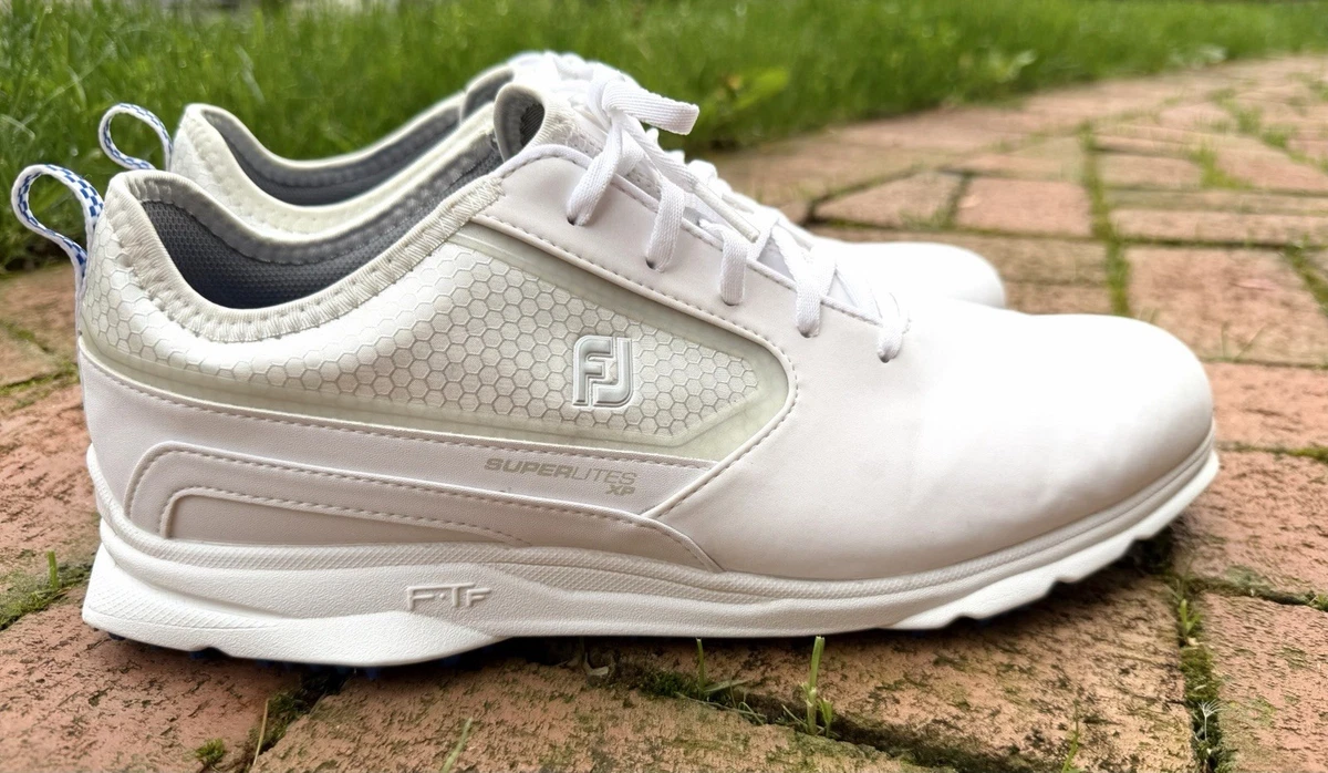 FootJoy Golf SuperLites Athletics Shoes Mens 9.5 White Leather Spiked Stability FootJoy SUPERLITES White Leather Lace-Up Soft Spike Golf  main image 2