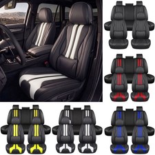 Full Set Faux Leather Seat Covers 5-seat Front Rear For Silverado 1500 2500 3500 Full Set Faux Leather Seat Covers 5-seat Front Rear For Silverado 1500 2500 3500