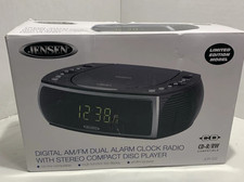 Jensen JCR-322 Modern Home CD Tabletop AM/FM Radio CD Player Dual Alarm Clock