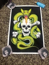 Vintage Original 2002 Scorpio #1823 Blacklight Poster Dragon Skull 23"X35"