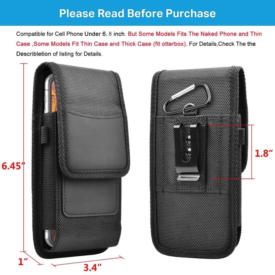 Funda de teléfono celular para Samsung S25 FE S24 Ultra A16 bolsa de nailon con soporte para cinturón Foto 2 de 4