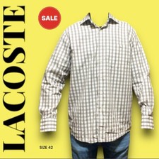 Lacoste Men’s Shirt Dress Button Long Sleeve Multicolor Plaid Size 42 On Sale