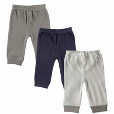Luvable Friends Tapered Ankle Pants, 3-Pack, Grey Stripe