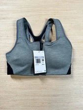 Nike Sports Bra Women XSmall High-Support Padded Zip Front Gray Black New