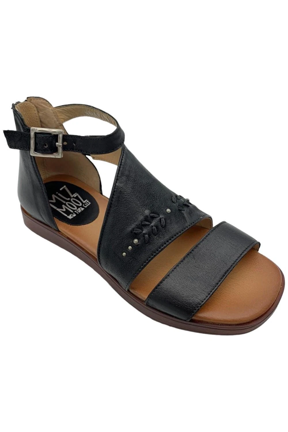 Miz Mooz Leather Ankle Strap Sandals Geranium Black