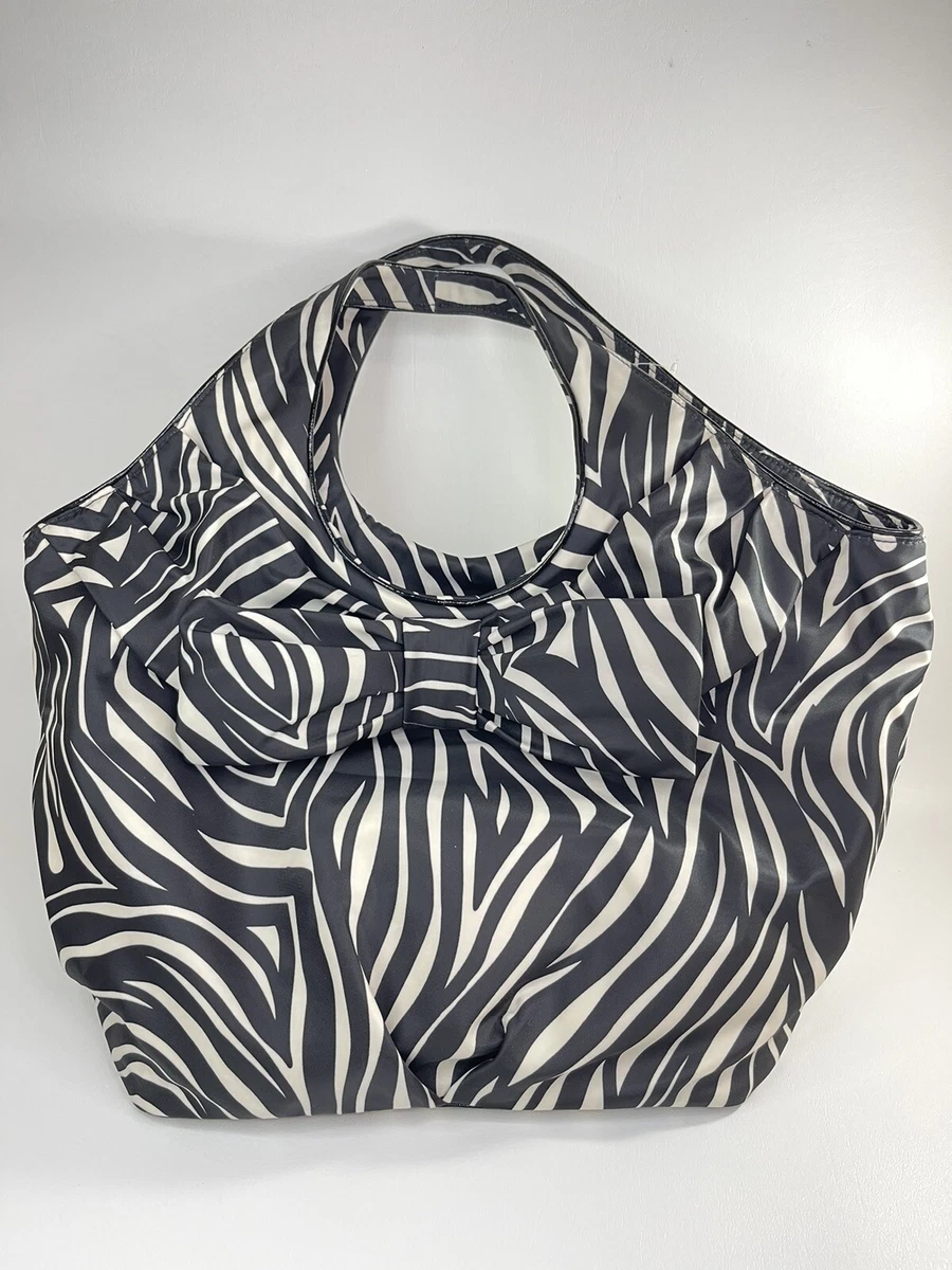 Kate Spade Zebra Print Shoulder Bag Purse With Large Bow