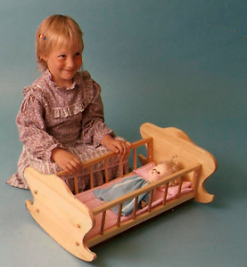 wooden doll cradle bedding