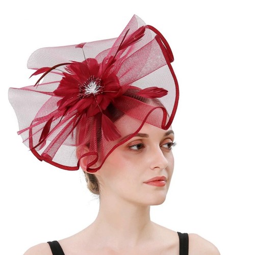 Mesh Kentucky Fascinators Headband Flower Feather Derby Tea Party Hat for Women - Picture 7 of 24
