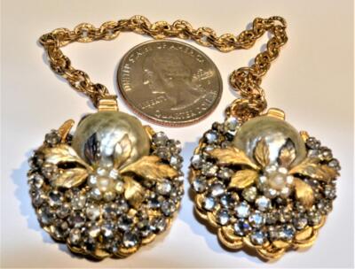 Rare Early 40s Unsigned MIRIAM HASKELL Goldtone Pearls Double