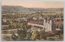 The Old Mission Aerial View Santa Barbara CA 1910s Hand-colored Postcard