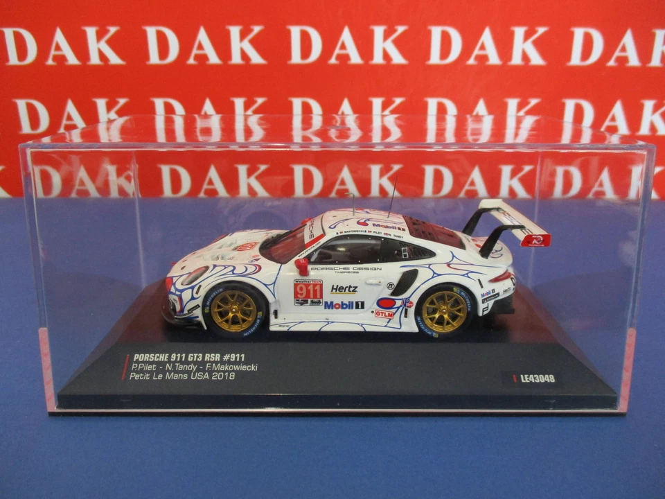 Die cast 1/43 Modellino Auto Porsche 911 GTR RSR Petit Le Mans USA 2018 P. Pilet - Immagine 4 di 4