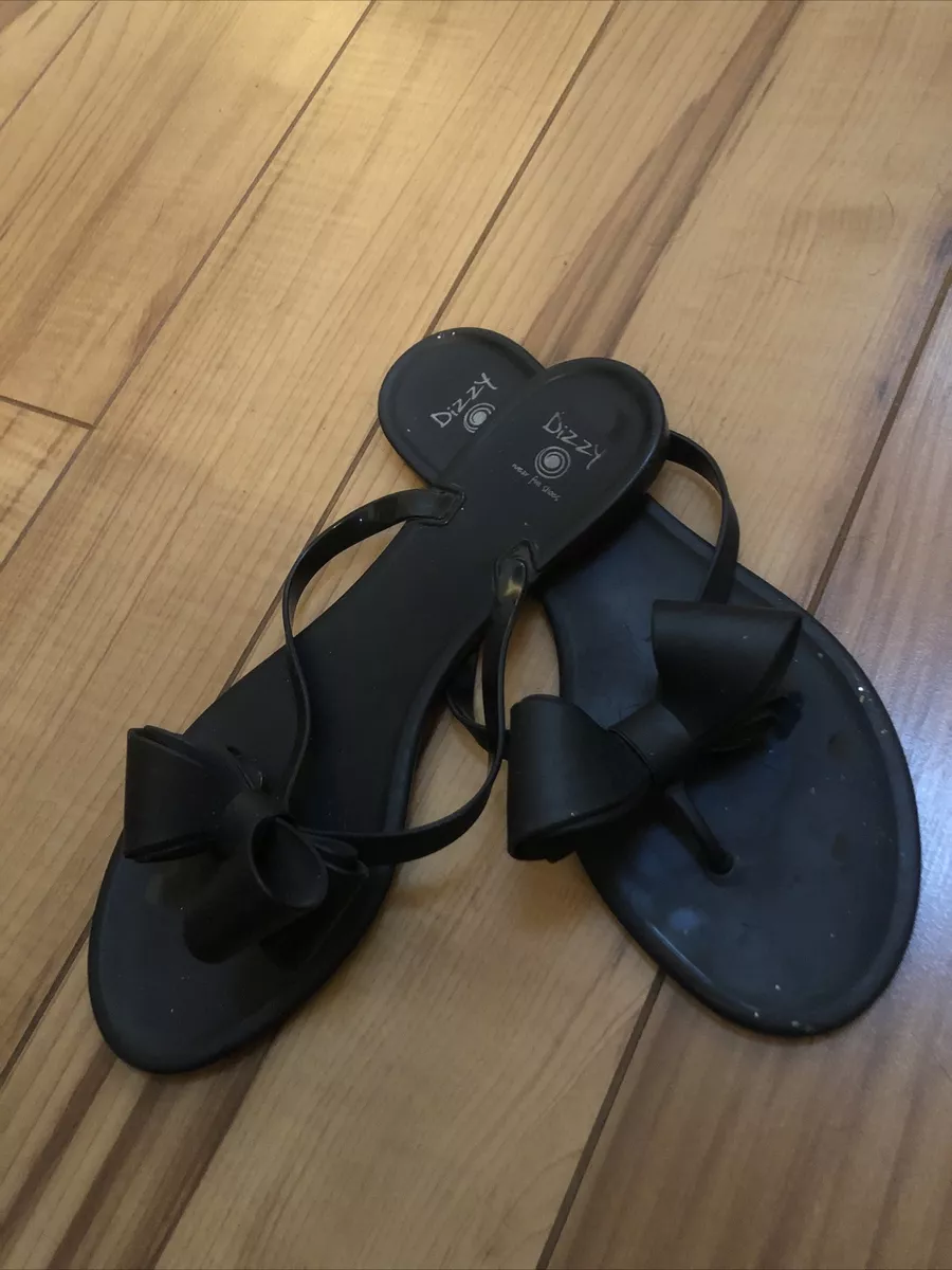 Dizzy Flip Flop Jelly Type Sandals with Bow Size 40 Black