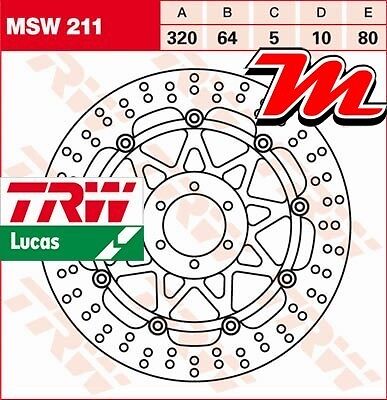 Disque de frein Avant TRW Lucas MSW 211 Ducati 400 Monster Dark i.e. M 2005-2006 - Picture 1 of 2
