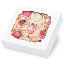45PCS Bakery Boxes 8"x8"x2.5" Cookie Treat Boxes Window Pie Cake Container