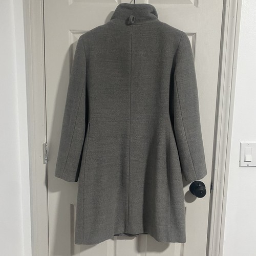 Calvin Klein Stehkragen Walker Mantel Damen 6 grau versteckter Knopfverschluss Wolle - Bild 2 von 13