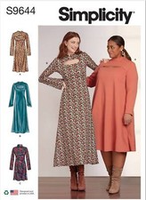 Schnittmuster Jerseykleid in 3 Längen Simplicity s9644 30-48/48-60