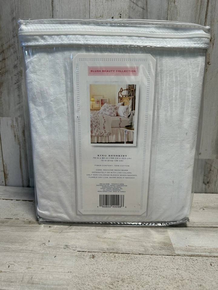 Falda de cama Rachel Ashwell Simply Shabby Chic blanca con volantes KING RUBOR BELLEZA NUEVA Foto 3 de 4