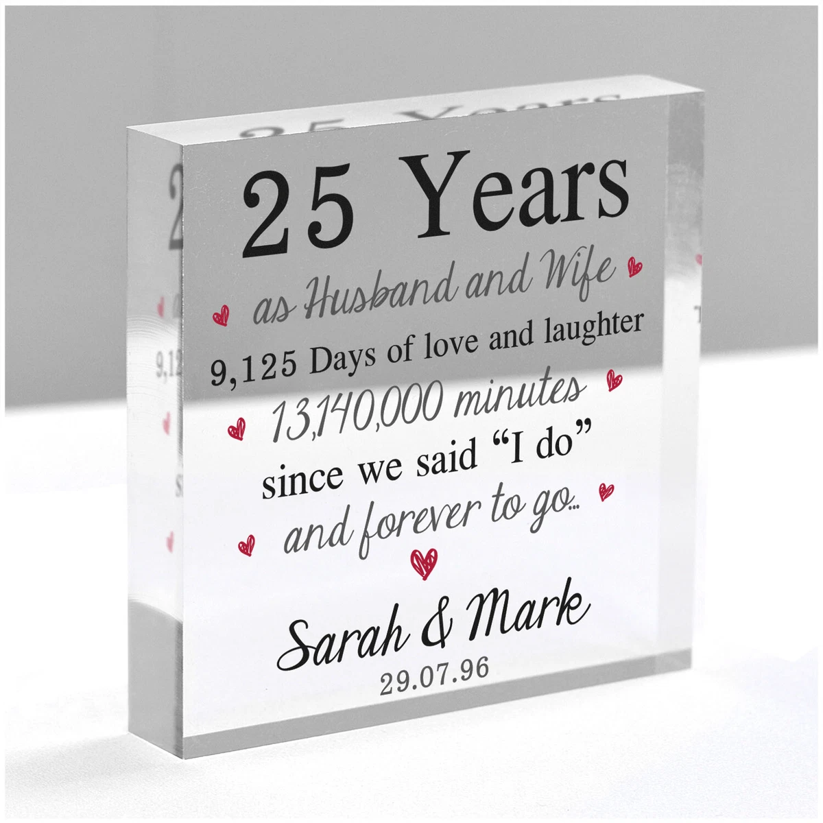 PERSONALISED 25th Anniversary Gift Husband Wife Mum Dad Silver Wedding 25 Years