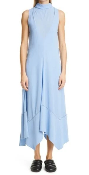 PROENZA SCHOULER Pañuelo Dobladillo Seda Georgette Vestido Azul Cielo EE. UU. 2 Org $1,199 Foto 4 de 4
