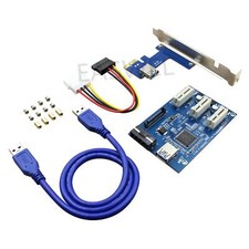Blue PCIe 1 to 3 PCI Express 1X Slots Riser Card Mini ITX 3 PCI-e Slot Adapter