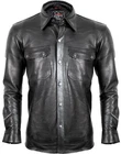 Men's Soft Lamb Nappa Leather Shirt in Black