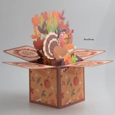 T09-3D pop up card for Thanksgiving-Turkey and corn