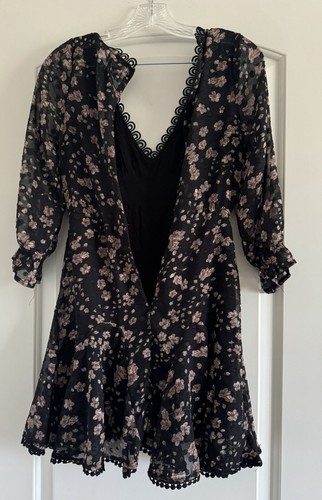 PRINCESS POLLY Damen Minikleid schwarz Blumenschnürung - Größe 2 - Bild 4 von 13
