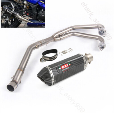 Full System for Yamaha YZF R3 R25 MT-03 Exhaust Header Front Pipe 370mm Mufflers